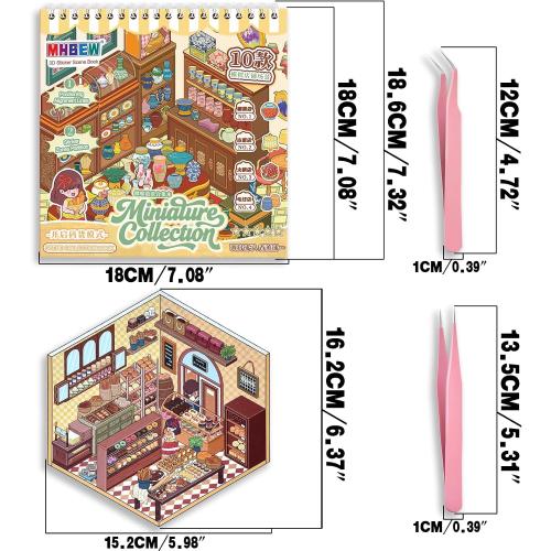 10 Sets Big DIY 3D Sticker Scene Book for Kids Adults
