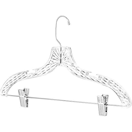 DEILSY™ Clothes Hangers with Clips 12 Pack Crystal Clear Plastic Hangers