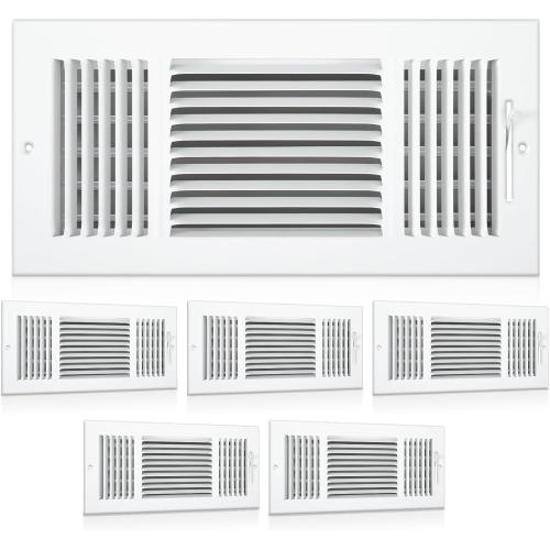 6 Pack Wall Vent Covers Interior Size 14 X 6 Inch, White Steel