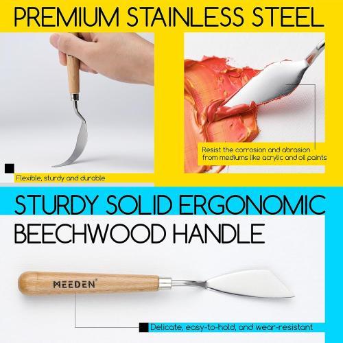 MEEDEN 5Pcs Palette Knife Set: Stainless Steel Painting Knives Wood Handle