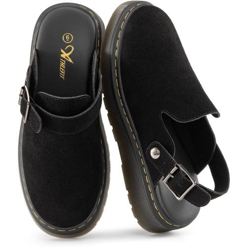 Athlefit Women's Slip On Suede Clogs with Back Strap