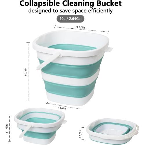 Collapsible Bucket, 2.6 Gallon 10L Mop Bucket for Cleaning, Car Washing, Portable Plastic Tub for Camping, RV, Beach, Fishing, Garden, Indoor and Outdoor Space Saving Wash Basin Ice Buckets