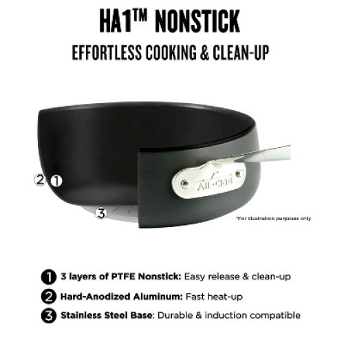 All-Clad 12 Nonstick Chef's Pan with Lid, HA1 Hard Anodized Cookware, Black