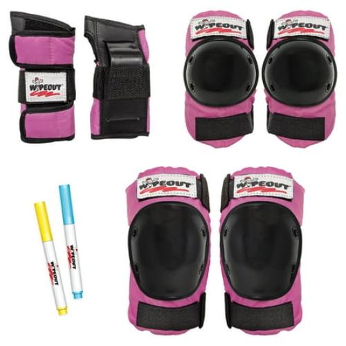 Wipeout 3Pk Pads, Pink, 13.8 Assembled Width, Youth 5