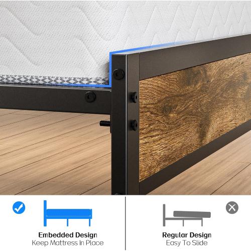 Liians Twin Bed Frame with Storage Headboard USB Charging Station, Smart LED Lights, Metal Platform Bed Easy Assembly, No Box Spring Needed