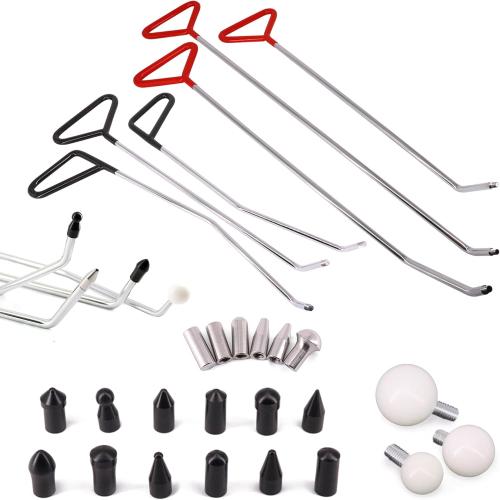 Dent Repair Tools 6 Pieces of Dent Removal Rods with Awl Head Paintless Dent Removal Kit Car Auto Body Dent Removal of Hail Dents and Door Ding (6 PCS Rod 21 PCS Pen)