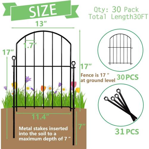 Decorative Garden Fence, 17in (H) x 30ft(L) No Dig Fence