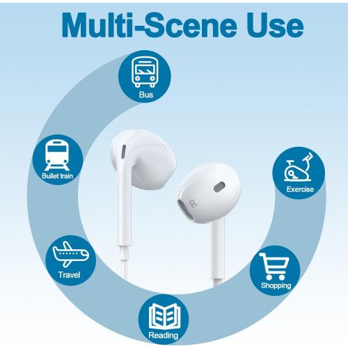 1 Pack Wired iPhone Earbuds/Wired Headphones with 3.5mm Jack Earphones[MFi Certified] with Microphone Volume Control Compatible for iPhone,iPad,iPod, Computer,MP3/4,Android Most 3.5mm Audio Devices