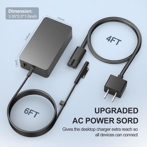 65W Surface Pro Laptop Charger for Microsoft Surface Pro 9, 8, 7 , 7, 6, 5, 4, 3, X, Surface Laptop 5 Studio 4 Go 3 2, Surface Go 3 2 1, Surface Book and Travel Case…
