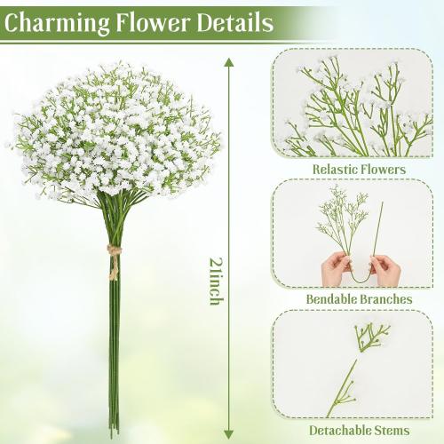 Babys Breath Artificial Flowers 10 PCS White Artificial Baby Breath Flowers