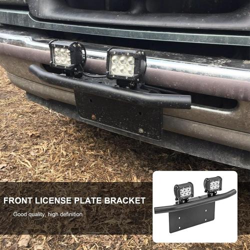 DaSen Front Bumper 6x12 inch Universal License Plate Holder Mounting Bracket Compatible with Off-Road LED Light Pod Compatible with Jeep Most ATV Truck Pickup