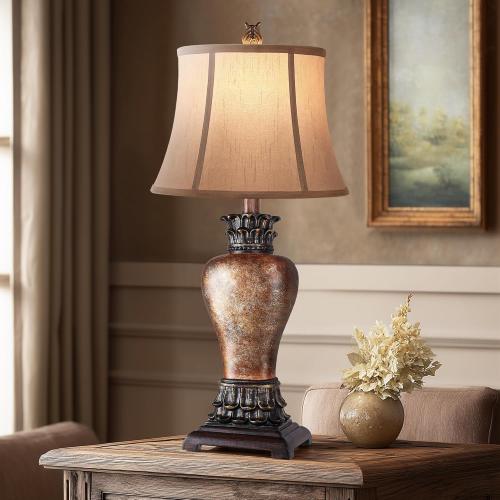 Hamucd 27 Set of 2 Tall Farmhouse Rustic Table Lamps for Living Room,3-Color Temperature Dimmable Western Bedroom Lamps for Night Stands Traditional Antique Decor (Brown)