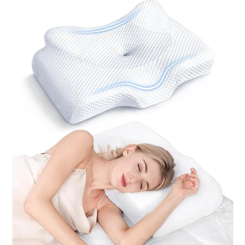 Osteo Cervical Pillow for Neck Pain Relief, Hollow Design Odorless Memory Foam Pillows with Cooling Case, Adjustable Orthopedic Bed Pillow for Sleeping, Support for Side Back Sleepers