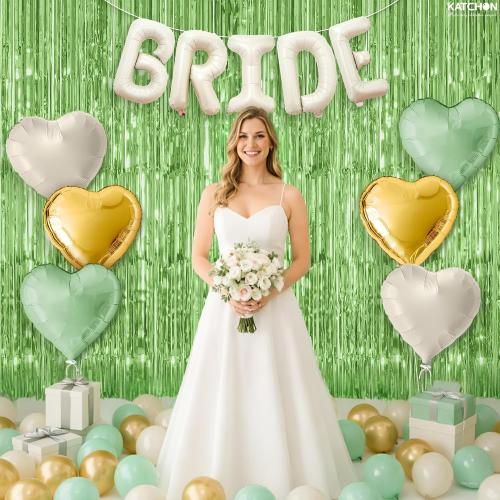 KatchOn Sage Green Bride Balloons Set 9Pcs, Bachelorette Party Decorations