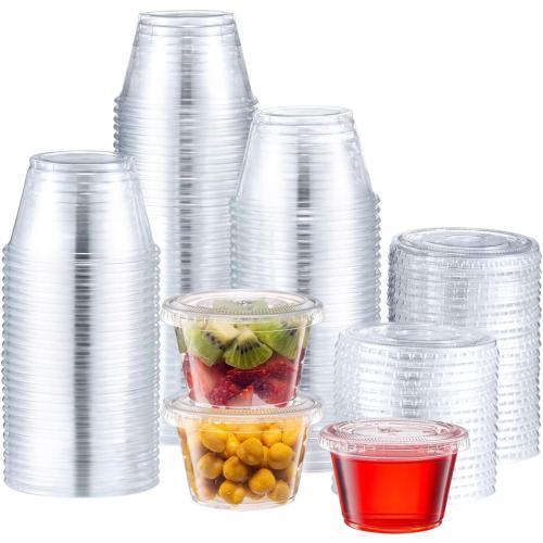 4 Ounce Portion Cups with Lids, 100 Count – Leak-Proof & Durable, Ideal for Sauces, Condiments, Meal Prep, Snacks, and Dips – Clear, Eco-Friendly, BPA-Free