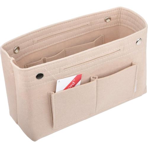 Vercord Felt Purse Tote Organizer Insert Divider Inside Handbag for Women Medium Beige, 11 inch x7.1 inch x3.5 inch
