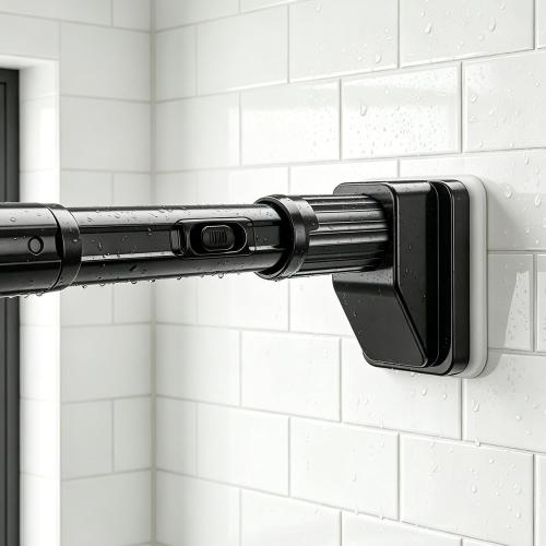 Umimile Tension Curtain Rod 75-102 Inch, Adjustable Shower Rod, Black | 1.26 heavy-duty rustproof steel, super grip diamond end caps stay securely. No-Drill. Fits bathroom, closet & windows.