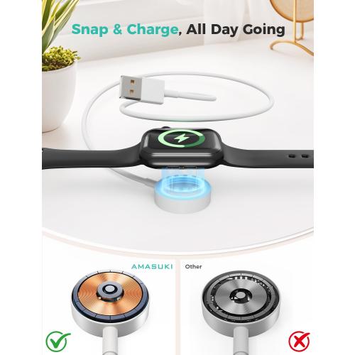 6.6FT Long for Apple Watch Charger USB Magnetic Fast Charging Cable Portable Wireless Charging Accessories Compatible with iWatch Series 11/10/9/8/7/6/5/4/3/2 Ultra 3/2/SE