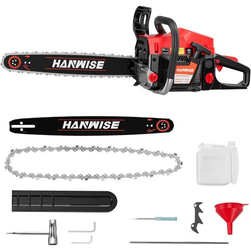 54.6cc Gas Chainsaw, 20 Inch Guide Bar, 3.2HP 2.4KW 2-Stroke Gasoline Chainsaw, Handheld Power Chain Saw with 65Mn Steel Chain, Quick Start, for Tree Cutting, Logging & Firewood