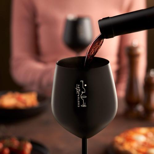 Gusto Nostro Stainless Steel Wine Glass - 18 oz - Unbreakable Black Wine Glasses for Travel, Camping and Pool - Fancy, Unique and Cool Portable Metal Wine Glass for Outdoor Events, Picnics (Set of 4)