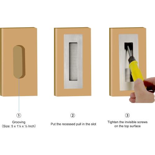 Malimali 6 Inch Recessed Pocket Door Pull Sliding Door Handle Hardware