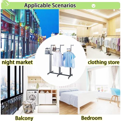 Floor Standing Metal Garment Rack - Heavy Retail Display Racks With Wheels, 6 Arms Clothing Rack, Square Tubing Portable Shirt Racks, Merchandise Display For Hanging Clothes (Gold)