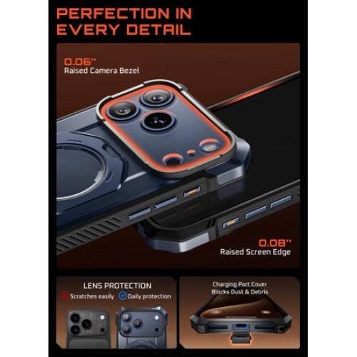 SUPCASE N52 Strong Magnet Case for 2025 iPhone 17 Pro (6.3) with Camera Control Button with Kickstand Rugged Shockproof Anti-Slip Grip Case [Compatible with MagSafe] Magnetic Phone Cover, Azure