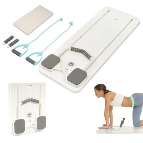 Fitvids 5 in 1 Pilates Reformer Board Set, White – Home Gym Exercise Equipment and Core Balance Trainer with Resistance Bands and Sliders