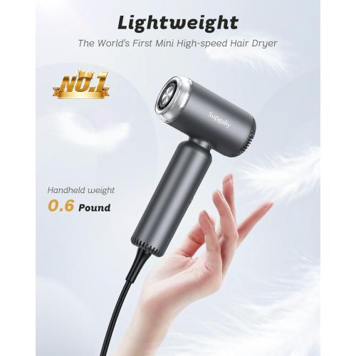 Dual Voltage Hair Dryer, High-Speed Ionic Blow Dryer for Fast Drying, Travel Compact Hair Blow Dryer with Magnetic Curly Diffuser for Home, Portable Hairdryer International 100-240V