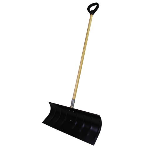 Bigfoot Coated Steel Snow Shovel Pusher Design - 25  Blade - Wooden Handle