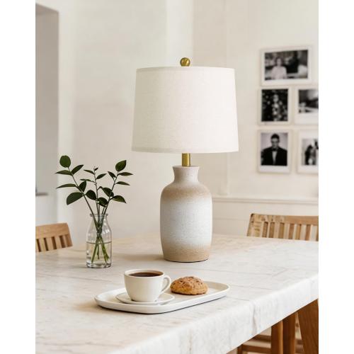 PoKat 24'' Farmhouse Ceramic Table Lamp with Natural Textured Finish