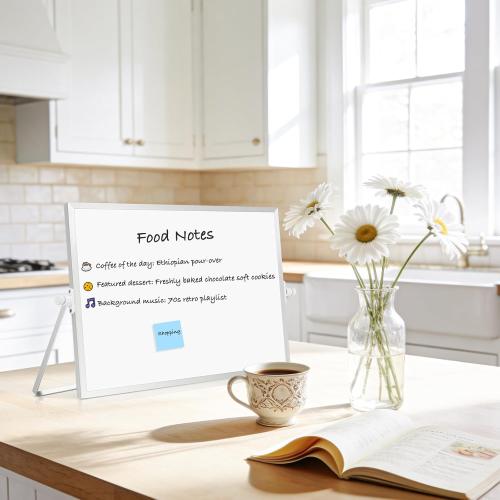Double-Sided Magnetic White Board with Stand, 16 x 12