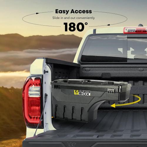YHTAUTO Truck Bed Storage Tool Box Lockable Compatible with 2007-2018 Chevrolet Silverado & GMC Sierra 1500 2500 3500 Passenger Side, Swing Waterproof Wheel Well Toolbox