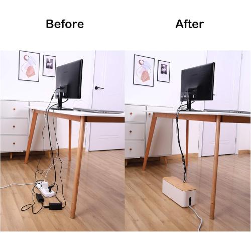 Changsuo Cable Management Box Set Cable Organizer Boxes for Extension Cord Power Stripe Surge Protector Wire Management Organizer Cover Hider for Desk Home Office Kitchen (Small & Large White)