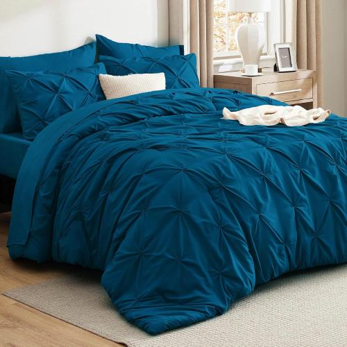 Bedsure 7-Piece Full Size Comforter Sets & Sheets, Teal Full Bedding
