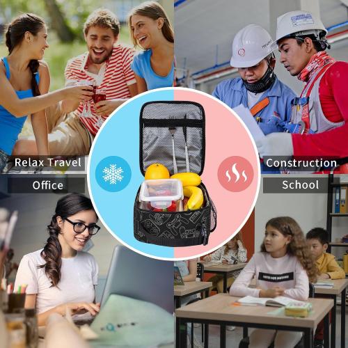 Game Insulated Lunch Box,Game Console Kids Lunch Bag For Boys Girls,Reusable Portable Kids Boys Gamer School Lunch Box With Detachable Handle (Game Neon Red & Blue)
