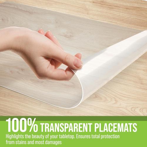 Clear Plastic Placemats Set of 16, 17.5x12 Transparent Vinyl Table Mats