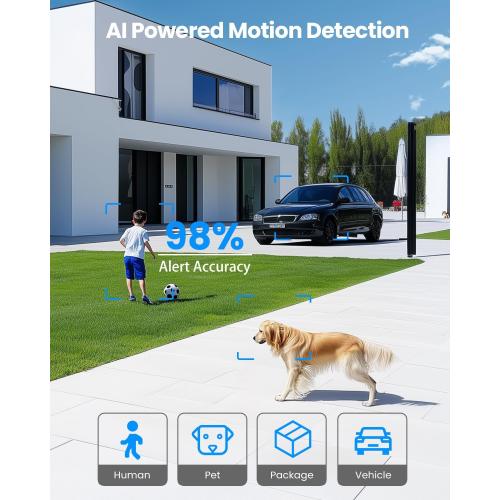 VIZIUUY 3MP Solar Security Cameras Wireless Outdoor, WiFi 6,360°PTZ Camera