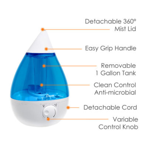 Crane Drop Size  1 Gallon Ultrasonic Cool Mist Humidifier - Blue/White