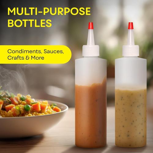 BRIGHTFROM Condiment Squeeze Bottles, 8 OZ Empty Squirt, Red Top Cap, Leak Proof - for Ketchup, Mustard, Syrup, Sauces, Dressing, Oil, Arts & Crafts, BPA FREE Plastic - Perfect for Kitchen - 1 PACK