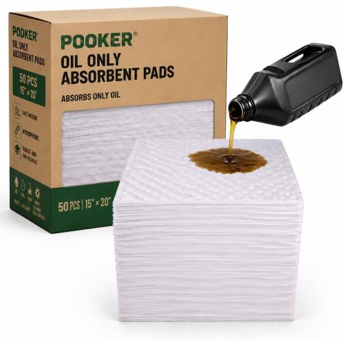 Extra Heavy Duty 15x20in Oil Absorbent Pads 50 Pack,Oil Only Absorb