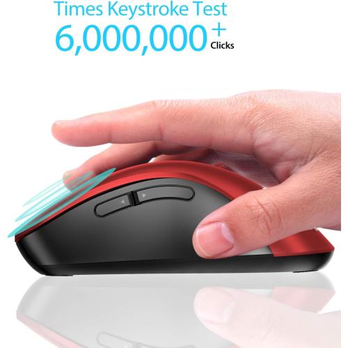 memzuoix 2.4G Wireless Mouse, 1400 DPI Mobile Optical Cordless Mouse with USB Receiver, Portable Computer Mice for Laptop, PC, Desktop, MacBook, 5 Buttons, Red