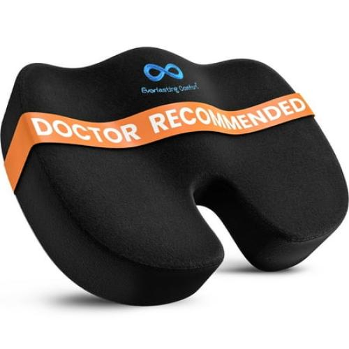 Everlasting Comfort Memory Foam Seat Cushion, Ergonomic U-Shaped Design, Tailbone Pain Relief, Black
