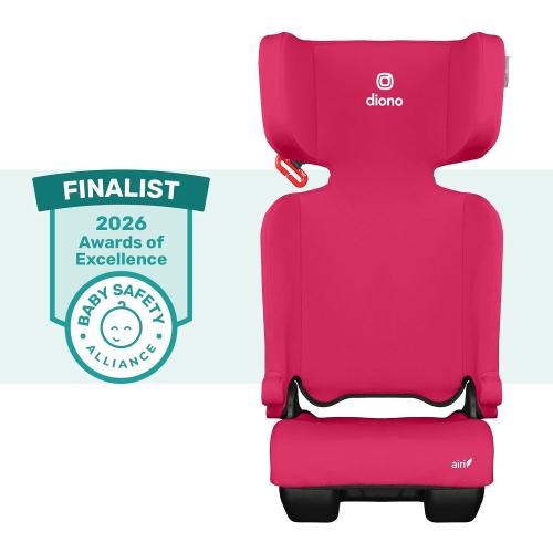 Diono Airi Travel High Back Booster Seat, Foldable Slim 3‑Across Fit, Pink