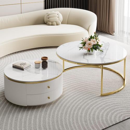 ZL ZELing Round Sintered Stone Table Top 23.6,Replacement Table Top for Indoor & Outdoor - Heat/Scratch Resistant Waterproof Ceramic DIY Desktop,Patio/Balcony/Bistro/Café & Dining Room (White)