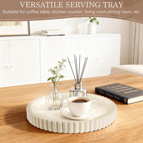 Decorative Tray for Coffee Table Decor - Resin Round Tray Stylish Coffee Table Centerpiece for Living Room Decor, Minimalist Vanity Organizer for Candles, Perfume, Bathroom & Home Styling