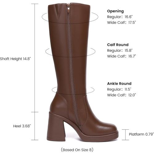 SIZE 7.5‼️Athlefit‼️ Knee High Boots Women Wide Calf Platform Boots with Side Zipper