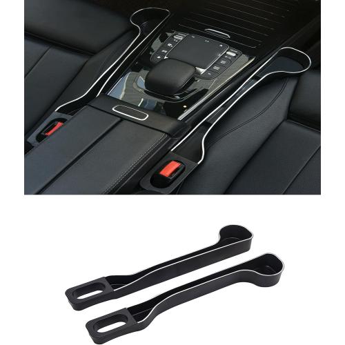 Car Seat Gap Filler Organizer- Upgrade Car Side Seat Gap Filler with Cup Holder and Phone Holder- Car Seat Gap Organizer for Prevent Falling-Seat Gap Storage 2 Pack (2, Black)