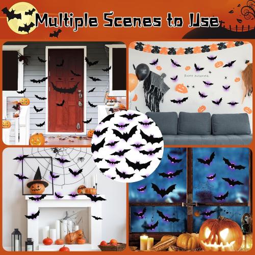 DR.DUDU 36 Pack Halloween Bats Wall Decor Halloween Decorations Indoor