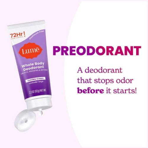 Lume Whole Body Women's Deodorant - Invisible Cream Tube - Aluminum Free  2 pack